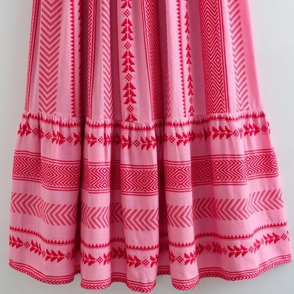 02 Boho Crochet Ruffle Hem Cami Midi Dress - Picture 13 of 16